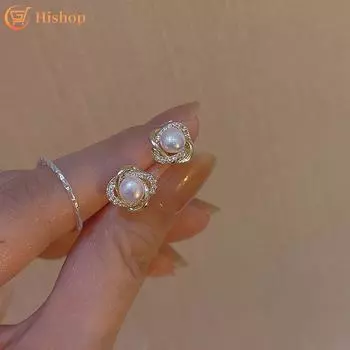 Серьги для женщин, простые хрустальные поворотные золотые серьги, аксессуары для пирсинга, ювелирные изделия 1