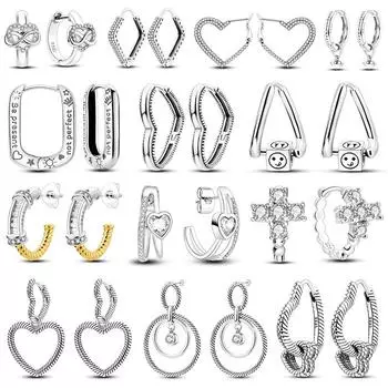 Серьги для женщин, серебро 925 пробы, серьги-кольца, стерлинговое серебро 925 пробы, оригинальный сертифицированный женский трендовый подарок белый