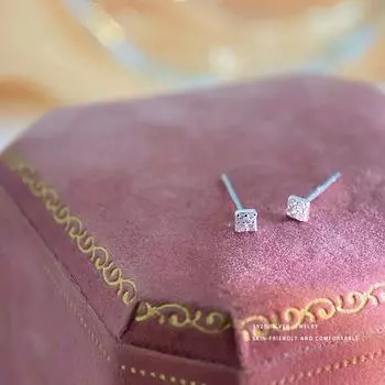 Серьги для женщин, в японском и корейском стиле, простые, свежие серьги, квадратные серьги с бриллиантами для женщин