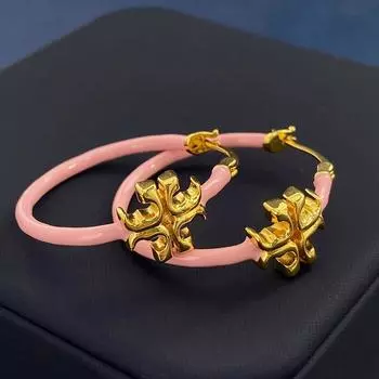 Серьги Double Tt Retro Ins в гонконгском стиле с цветной эмалью, женские, преувеличенные, атмосферные, блогерские, большие круглые серьги с пряжками