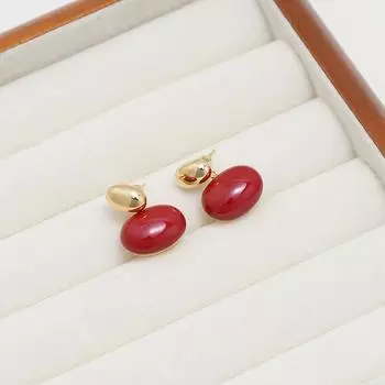 Серьги Doudou Oval с каплями глазури, винтажные серьги Maillard, модный дизайн, универсальные серьги 18K красный