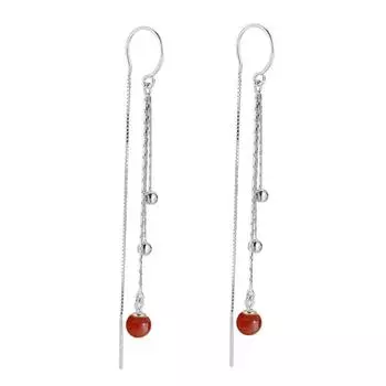 Серьги Doudou с кисточками из красного агата, новые китайские классические элегантные серьги Muse Guochao Fan с красными длинными бусинами copper