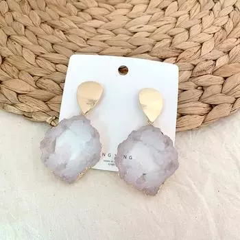 Серьги Довольно Элегантные Изысканные Модные Капли Геометрия Нерегулярные Серьги-гвоздики Женские Украшения Натуральный Камень 7*4.1cm зелёный