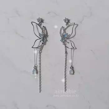 Серьги Dream of Butterfly Elf - нежно-голубые синий