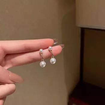 Серьги-дуги с жемчугом и крестообразным сечением S-образной формы для женщин, простые модные серьги, серьги высокого класса белого золота