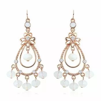 Серьги Estele Bohem из розового золота с белыми бусинами для девочек и женщин