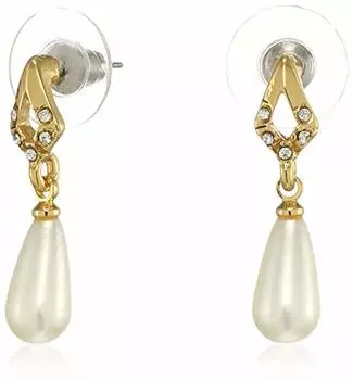 Серьги Estele с позолоченными бриллиантами и жемчугом 24 карата