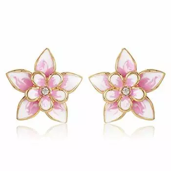 Серьги Estele с золотым покрытием из латуни и белой эмали в форме цветка для девочек и женщин