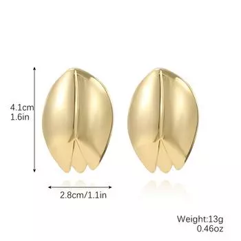 Серьги Exaggerated Temperament, золотые высококачественные серьги-гвоздики Cold Wind Metal с плиссированными жемчужными цветами