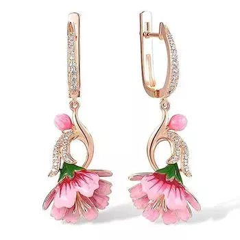Серьги Fairy Smart Flower для женщин, ювелирные изделия из циркония с капающими масляными цветами, модные пасторальные серьги