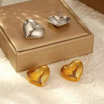 Серьги Fashion Love Hollow из нержавеющей стали, женские трендовые серьги Premium Sense с покрытием из 18-каратного золота