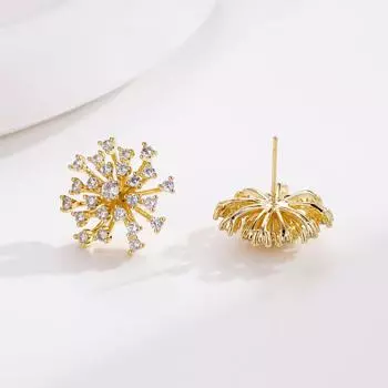 Серьги-фейерверки на Новый год: Модные аксессуары в стиле «холодная игла» из серебра TE01526 Fireworks inlaid with zirconium золотой