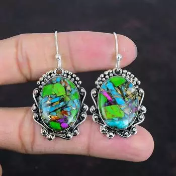 Серьги Fiesta Kingman из бирюзы, многоцветные медные бирюзовые серьги, настоящие драгоценные камни, ювелирные изделия ручной работы, серьги из стерлингового серебра 925 пробы, подарки для матери