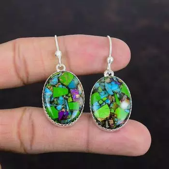 Серьги Fiesta Kingman Turquoise, многоцветные медные бирюзовые серьги, серьги из стерлингового серебра 925 пробы, настоящие драгоценные камни, ювелирные изделия ручной работы, подарки для женщин