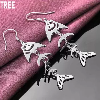 Серьги Fishbone из стерлингового серебра 925 пробы с проколотыми ушами, модные свадебные украшения 5.20*1.70cm