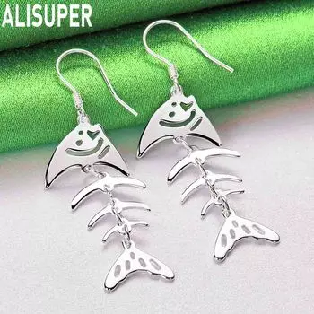 Серьги Fishbone из стерлингового серебра 925 пробы с проколотыми ушами, модные украшения для свадьбы 5.20*1.70cm