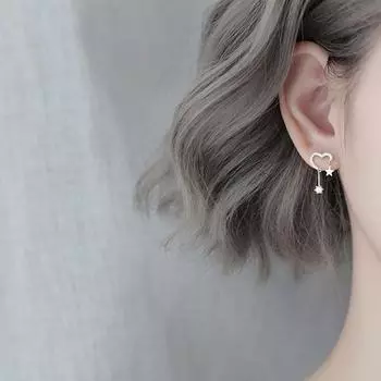 Серьги Flash Diamond Love Star, простые серьги с холодным ветром, милые серьги, ювелирные изделия белого золота