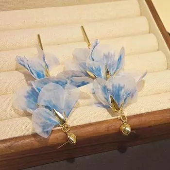 Серьги Flower Mesh, серьги Niche Temperament Design, маленькие свежие пасторальные серьги