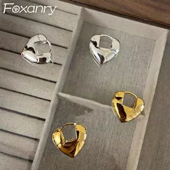 Серьги Foxanry для предотвращения аллергии LOVE Heart для женщин и пар, модные элегантные минималистичные вечерние ювелирные изделия, подарки