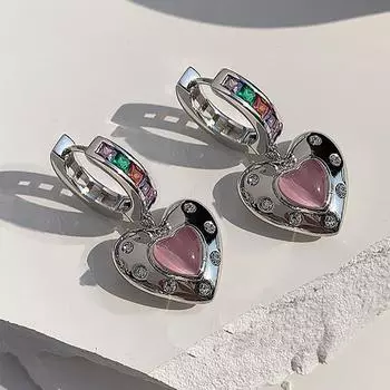 Серьги Foxanry с цирконием для женщин, элегантные классические индивидуальные серьги с сердечками и геометрическими геометрическими украшениями на день рождения, аксессуары, подарки 8mm золотой