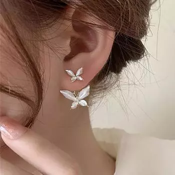 Серьги Foxanry с геометрическим рисунком бабочки для женщин и девочек, креативные элегантные свадебные украшения для невесты, аксессуары, подарки, предотвращают аллергию 8mm серебряный