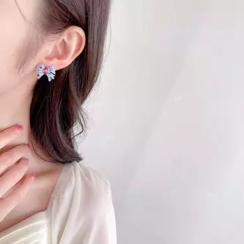 Серьги французского ретро-серьги из серебра 925 пробы, нишевый дизайн, простой темперамент, бирюзовые серьги-гвоздики с инкрустацией из циркония в форме банта синий