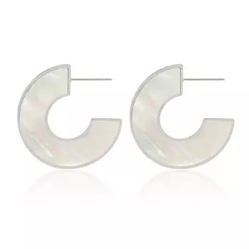 Серьги французской ниши высокого качества в форме буквы С из белого листа рябчика, серьги из нержавеющей стали с инкрустацией в виде ракушки, преувеличенный темперамент