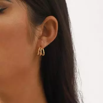 Серьги French Light Luxury из нержавеющей стали, простые, геометрические, нерегулярные, многослойные, текстура, ретро-серьги