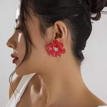 Серьги Fresh Fantasy Scallop Flower с инкрустированным жемчугом оранжевый