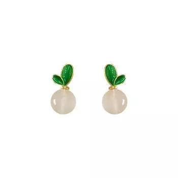 Серьги Fresh Small Leaf Earrings Серьги-капли в стиле чайного прорастания для поездок на работу и обратно Серьги Niche Design