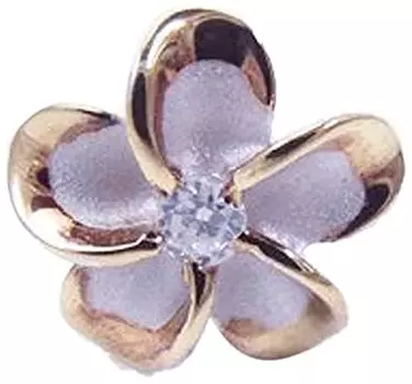 Серьги Гавайские украшения Желтое золотое покрытие Plumeria Прозрачный кубический цирконий 1 см Ювелирные изделия [LocoMocoAloha] [Подлинный продукт]