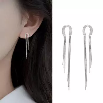 Серьги газовые модные геометрические серьги с бахромой модные простые длинные женские серьги