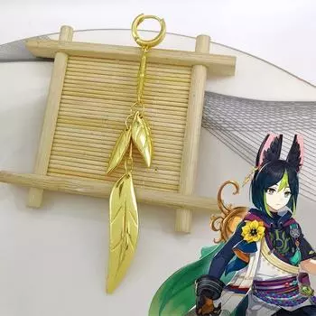 Серьги Genshin Impact для косплея, унисекс, кулон в виде листьев, зажимы для ушей, ювелирные аксессуары, серьги-капли, подарки