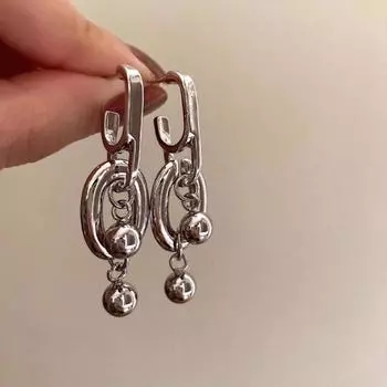 Серьги геометрического стиля в простом стиле, уникальные модные серьги серебряный