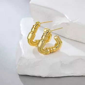 Серьги геометрической формы из бронзового материала, неправильные ретро-древние европейские и американские древние ветровые серьги 18K золотистый