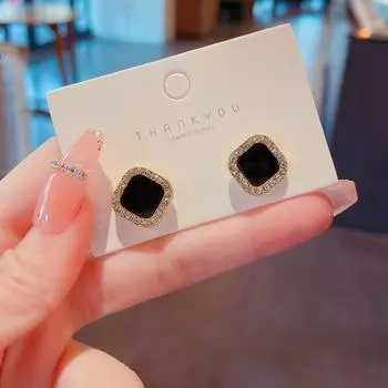 Серьги геометрической формы из серебра 925 пробы с бриллиантами Super Flash - роскошный дизайн класса люкс для женщин