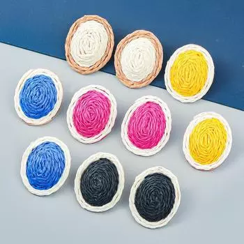 Серьги геометрической формы Summer из рафии овальной формы: Модный, элегантный, европейский и американский стиль для женщин розы красного