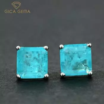 Серьги Gica Gema Paraiba, стерлинговое серебро 925 пробы, серьги-гвоздики с синим драгоценным камнем, уникальный дизайн, романтические ювелирные украшения, подарки для свадебной вечеринки, новая тенденция 925 Silver синий