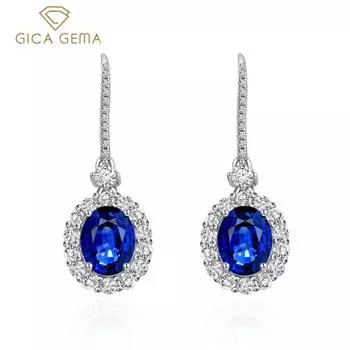 Серьги Gica Gema с сапфиром, стерлинговое серебро 925 пробы, 7*9 мм, овальные серьги-капли с драгоценными камнями, уникальный дизайн, романтические изящные ювелирные изделия, подарки для свадебной вечеринки, новая тенденция