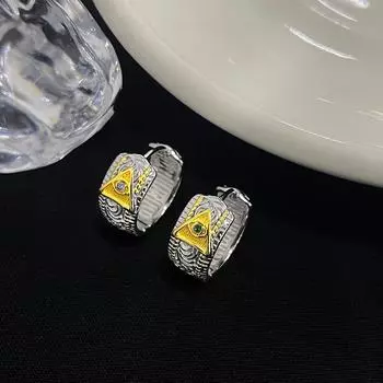 Серьги «Глаз Бога» Легкие роскошные серьги в стиле ретро высокого класса Модные персонализированные серьги Новый стиль