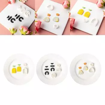 Серьги, глиняные формы для резки, самодельные ювелирные изделия, мягкая керамика, инструмент для тиснения, мини-геометрические французские серьги, штампы для резки 1