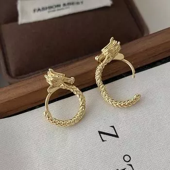 Серьги года зодиака Дракона, серебряные игольчатые серьги, женские серьги на день рождения, изящная резьба, средневековые украшения Guochao, продвинутый смысл