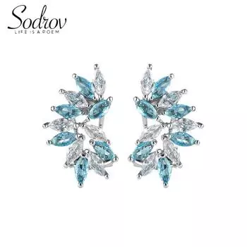 Серьги Голубые серьги-гвоздики Модная бижутерия