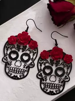 Серьги Gothic Rose Skull - Хэллоуин Темный Hollowed Love Design для женщин