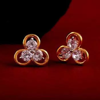 Серьги-гвоздики AD с цветочным принтом и кристаллами