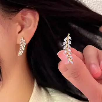 Серьги-гвоздики Advanced Niche Design Super Flash Wheat Ear Row Fashioned Exquisite Light Luxury Row Diamond Stud Ears Foreign Gas Ears