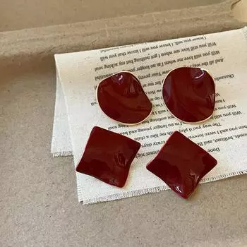 Серьги-гвоздики Ankola Red Oil Dripping Twisted Disc Metal, женские преувеличенные индивидуальные уникальные универсальные серьги