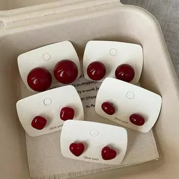 Серьги-гвоздики Ankola Red Oil Dripping Love Circle Doudou женские осенне-зимние легкие роскошные ретро универсальные серьги