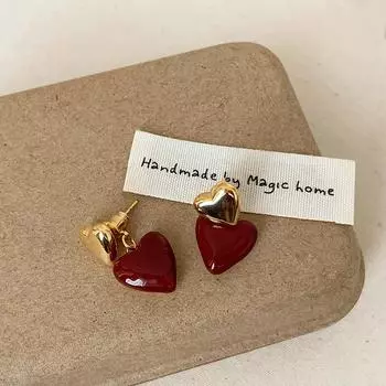 Серьги-гвоздики Ankola Red Oil Dripping Love женские литературные ретро милые модные индивидуальные универсальные серьги