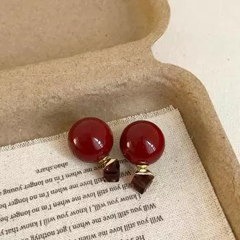 Серьги-гвоздики Ankola Red Pearls Wear Square Crystal до и после Женская ниша Уникальная индивидуальность Мода Универсальные серьги